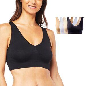 Rhonda Shear 4Pack Seamless Original Ahh Bra Size Medium Black White Beige 666.2